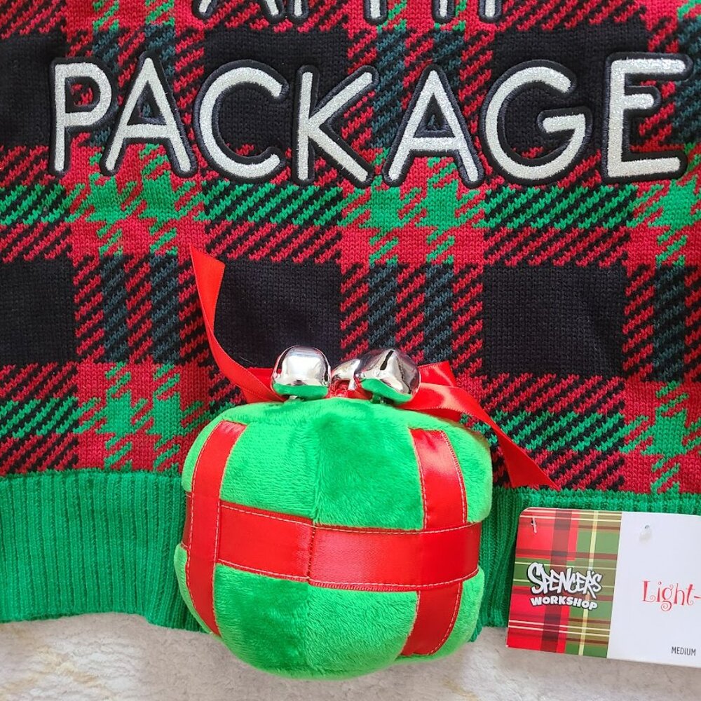 Spencer's Light Up Ugly Christmas Sweater Sound Effect Jingle Bells Medium NWT - Picture 5 of 9